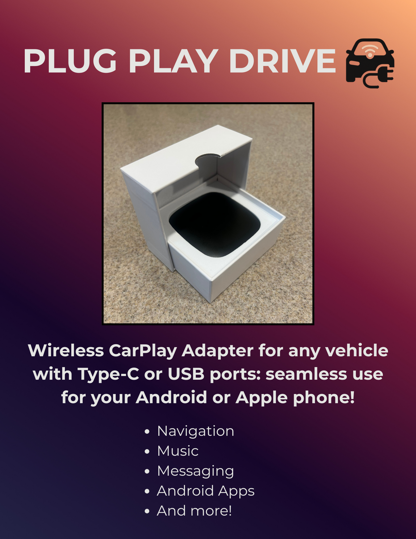 Plug & Play Wireless CarPlay Adapter